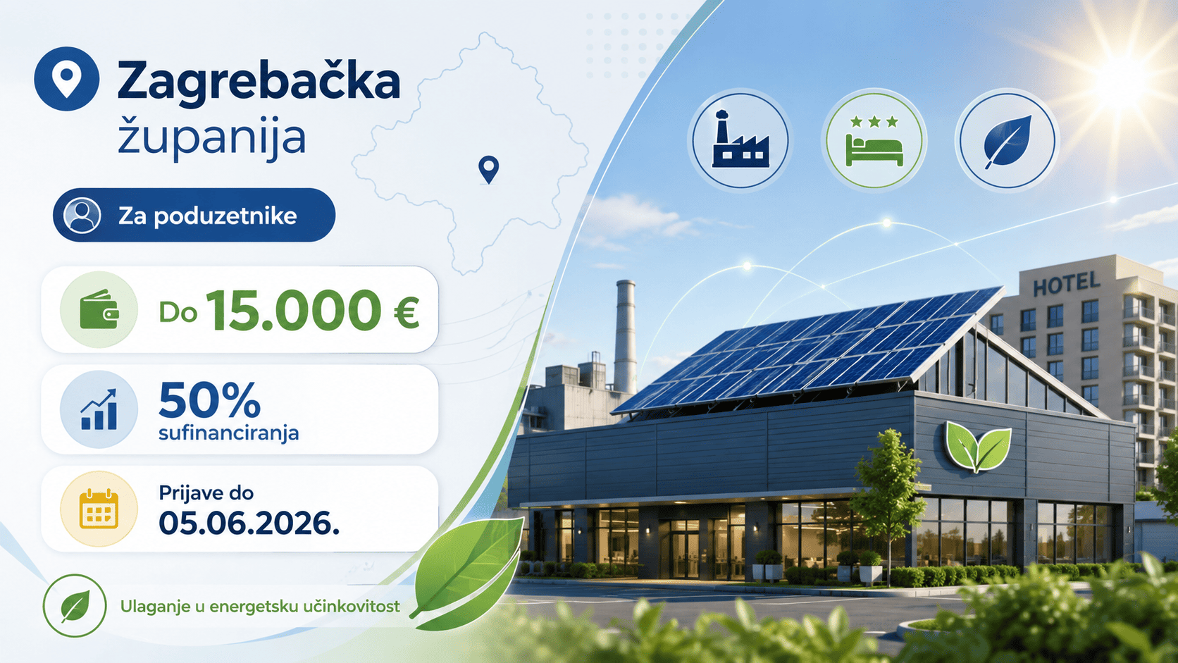 Javni natječaj za dodjelu potpora za povećanje energetske učinkovitosti poduzetnika u 2026. godini