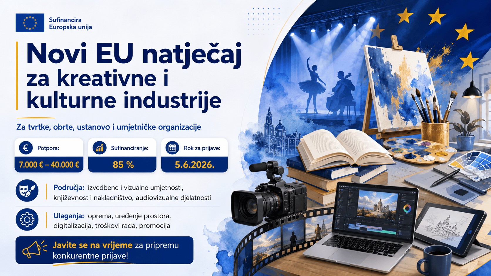 Poduzeća u kreativnim i kulturnim industrija su dobila su novi EU natječaj!